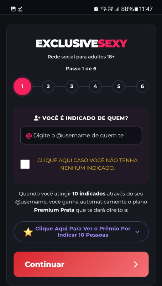 Passo 14 da instalação do App ExclusiveSexy