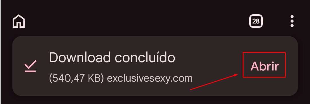 Passo 1 da instalação do App ExclusiveSexy