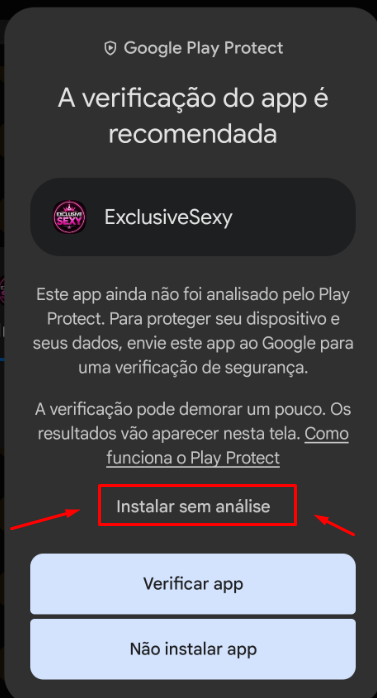 Passo 5 da instalação do App ExclusiveSexy